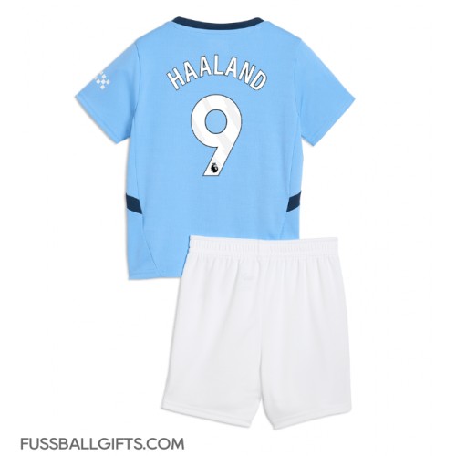 Manchester City Erling Haaland #9 Fußballbekleidung Heimtrikot Kinder 2024-25 Kurzarm (+ kurze hosen)